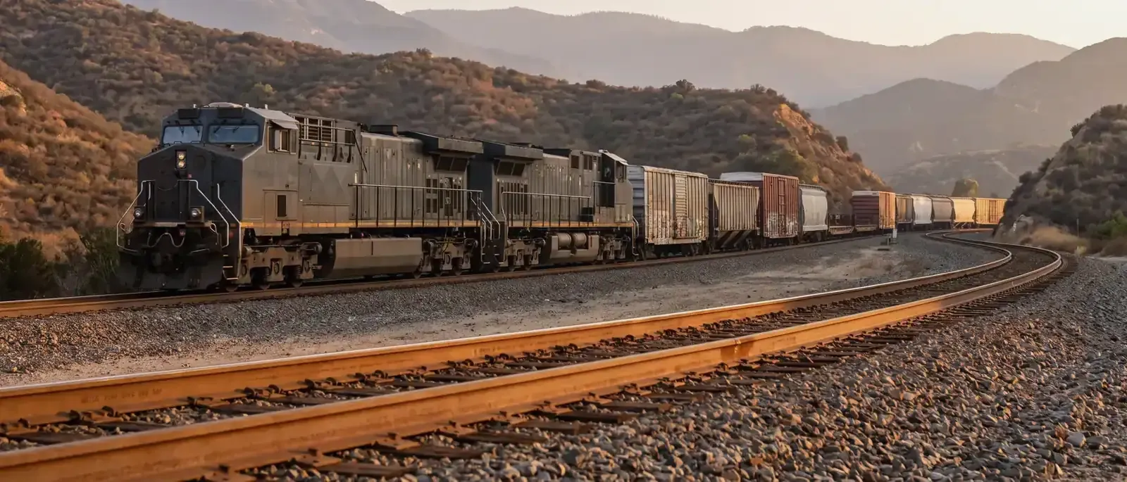 A freight train in the hills, the railroad work behind the cancer claims this site explains