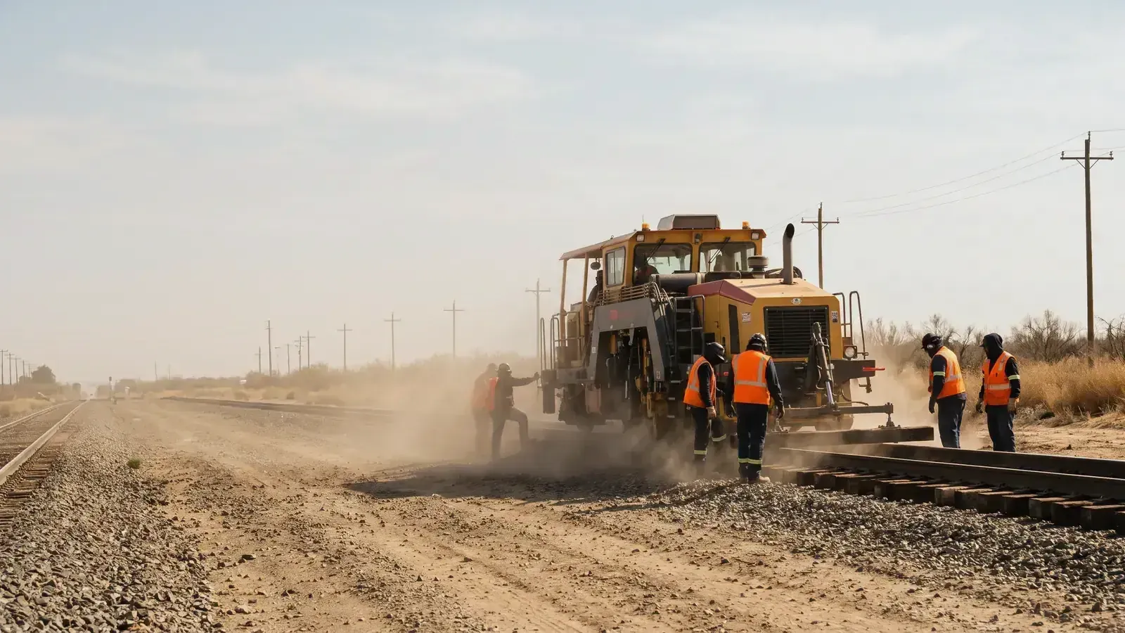 A railroad track crew at work: railroad employees are covered by FELA, not state workers' comp